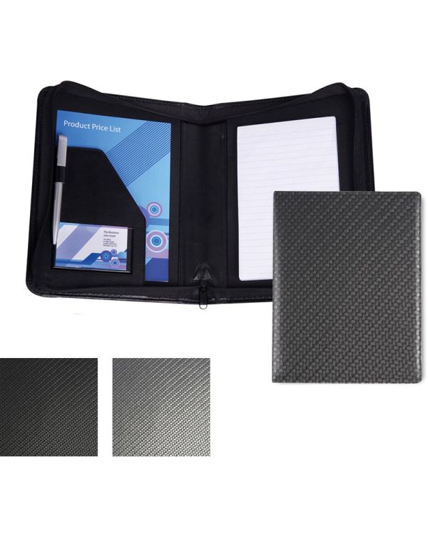 Carbon Fibre Textured PU A5 Zipped Conference Folder