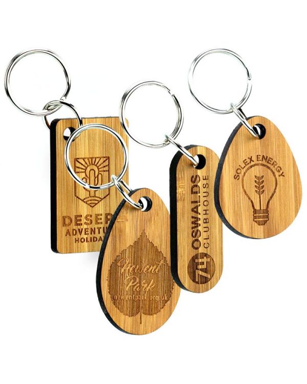 Bamboo Double Sided Engraved Keyrings