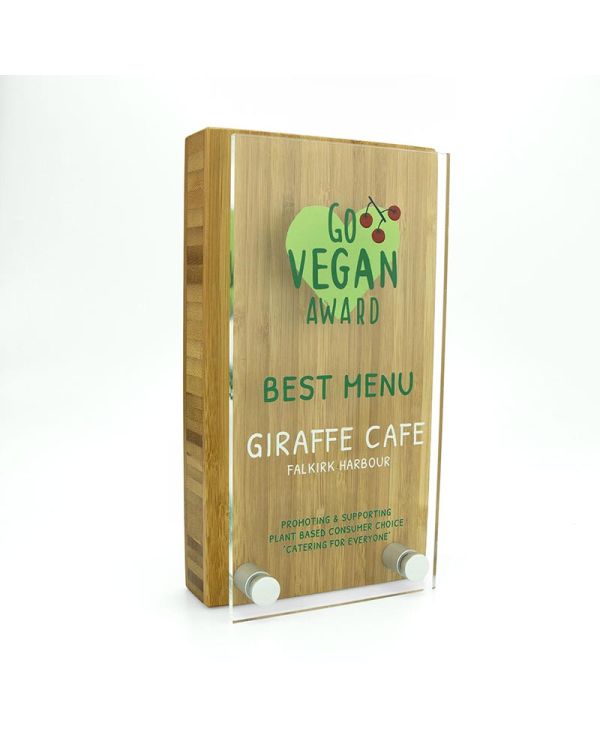 Bamboo 80mm x 150mm Block Award With Acrylic Front Plate