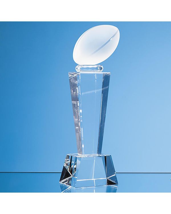 18cm Optical Crystal Rugby Ball Column Award