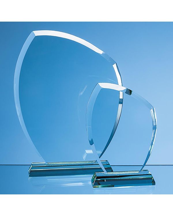 15cm x 11.5cm x 12mm Jade Glass Autumn Leaf Award