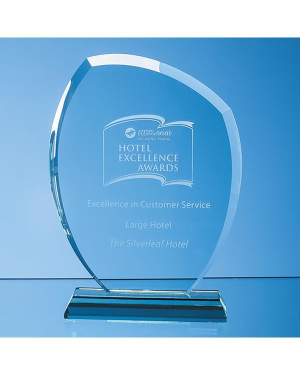 19.5cm x 15.5cm x 12mm Jade Glass Autumn Leaf Award