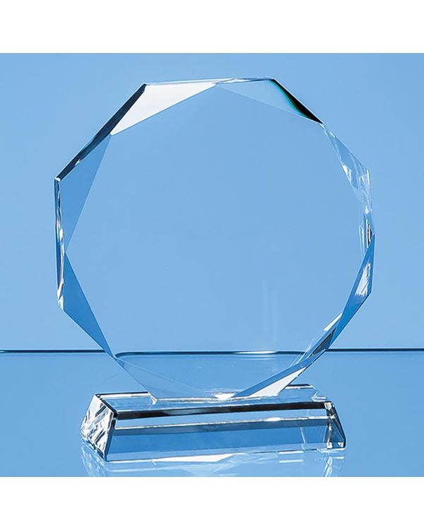 10cm x 10cm x 15mm Clear Glass Facetted Octagon Award