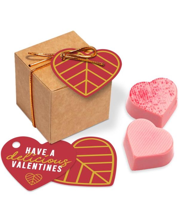 Valentines – Eco Kraft Cube - Raspberry Heart - Chocolate Truffles