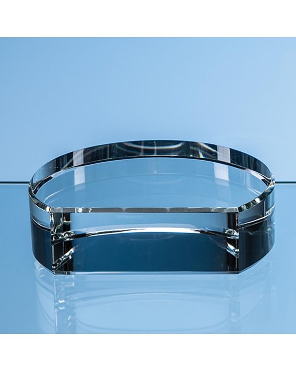 12.5cm x 3.5cm Optical Crystal Semi Circle Base with Flat Front