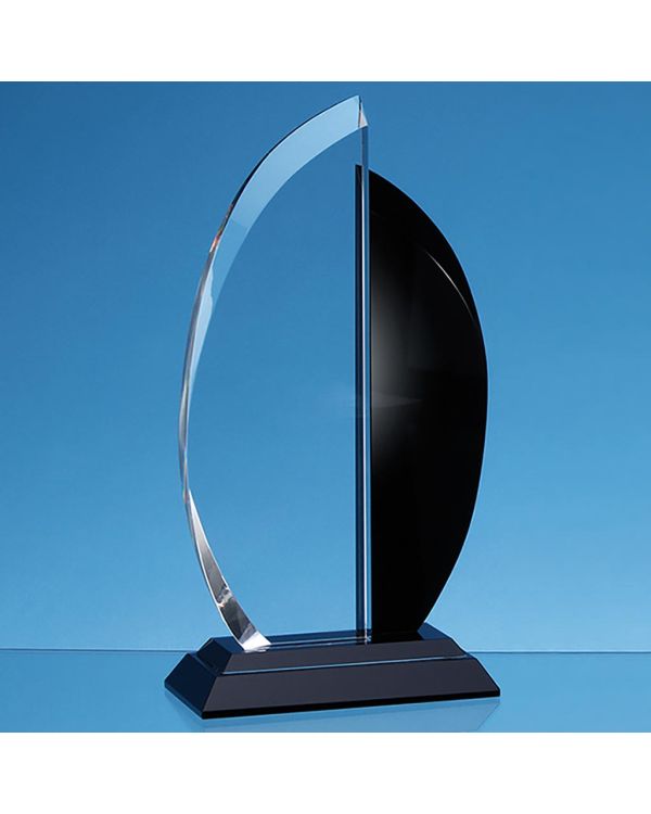 21cm Clear and Onyx Black Optical Crystal Facet Curve Award
