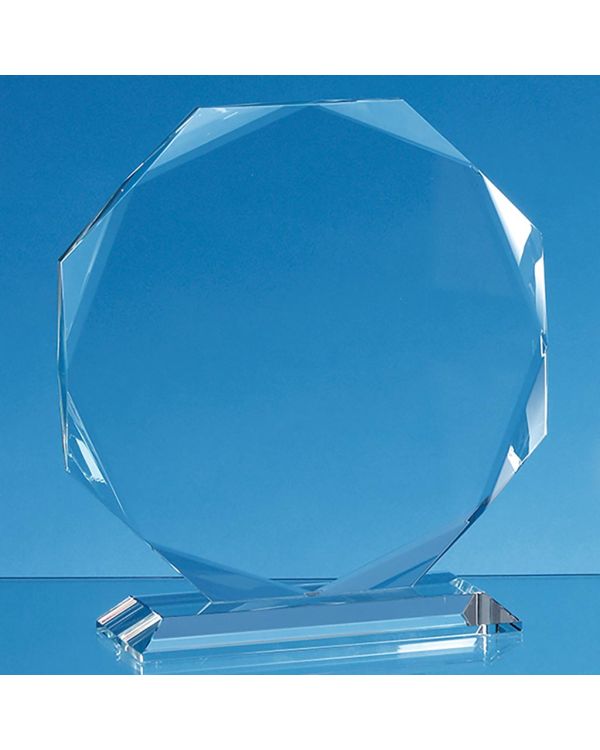14.5cm x 14.5cm x 15mm Clear Glass Facetted Octagon Award