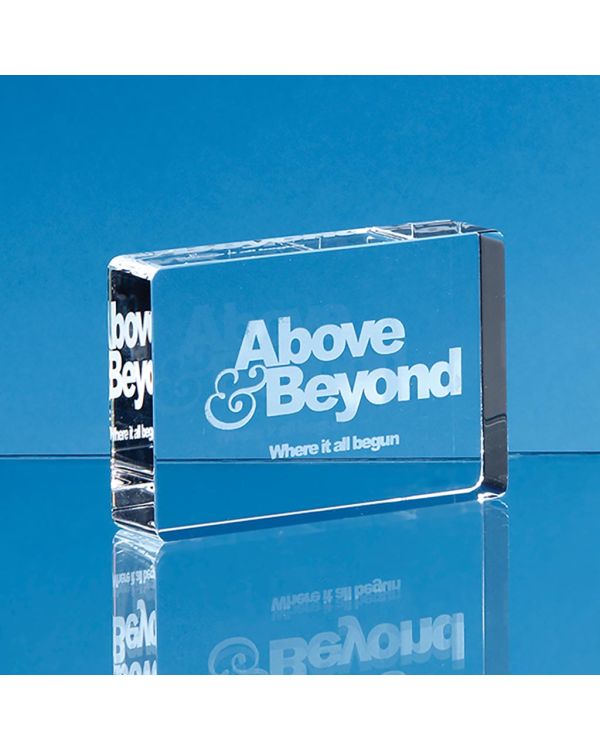 9cm Optical Crystal Stand Up Rectangle Paperweight