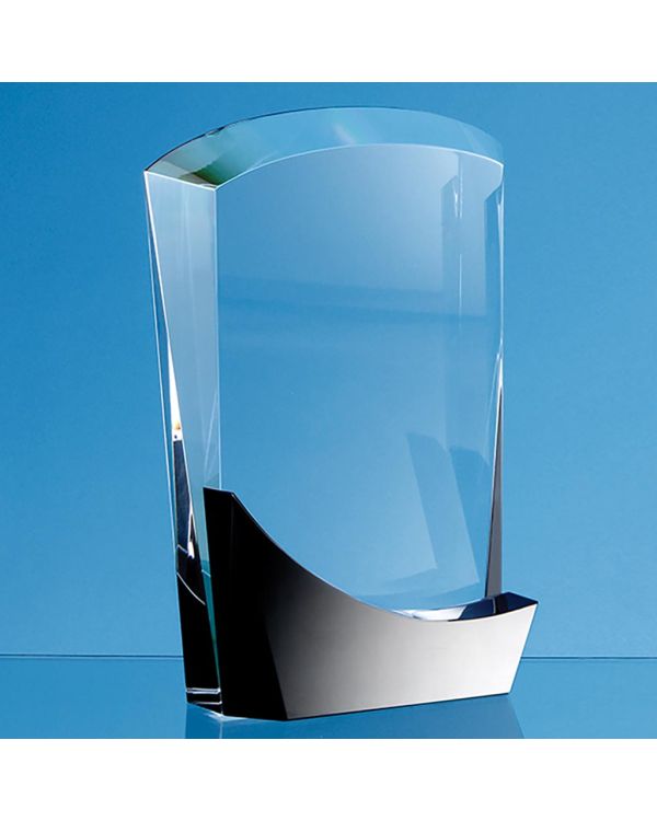 15.5cm Optical Crystal Arch Award with Onyx Black Swooping Base