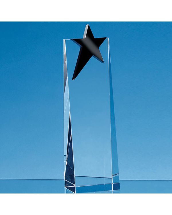 18cm Optical Crystal Rectangle with an Onyx Black Star Award