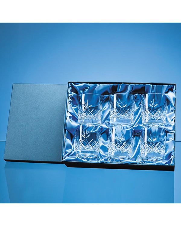 6pc 300ml Blenheim Lead Crystal Full Cut Whisky Tumbler Gift Set