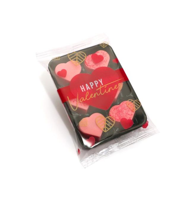 Valentines – Flow Wrapped Tray - Raspberry Heart - Chocolate Truffles