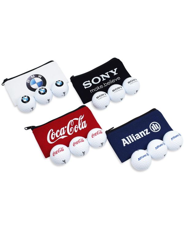 Cotton Canvas Printed Zipped Bag Containing 3 x Titleist Velocity Golf Balls