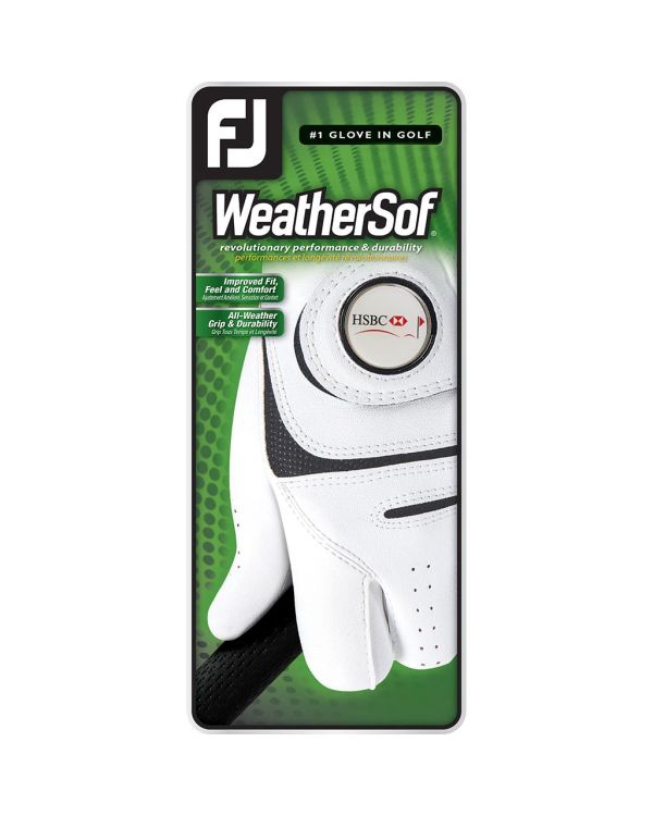 FJ (Footjoy) WeatherSof Golf Glove With Your Logo On The Removable Ball Marker