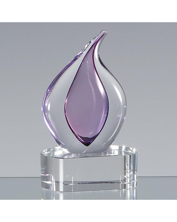 13cm Handmade Glass Heather Teardrop Award