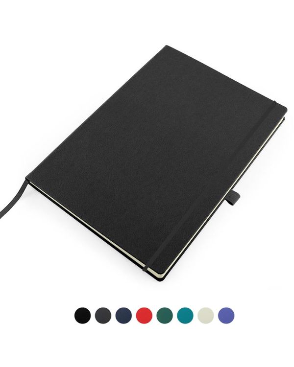 Recycled Eleather A4 Casebound Notebook With Elastic Strap & Pen Loop