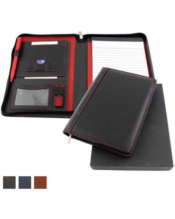 Accent Sandringham Nappa Leather Zipped A5 Conference Folder