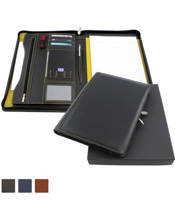 Accent Sandringham Nappa Leather Deluxe Zipped A4 Conference Pad Holder