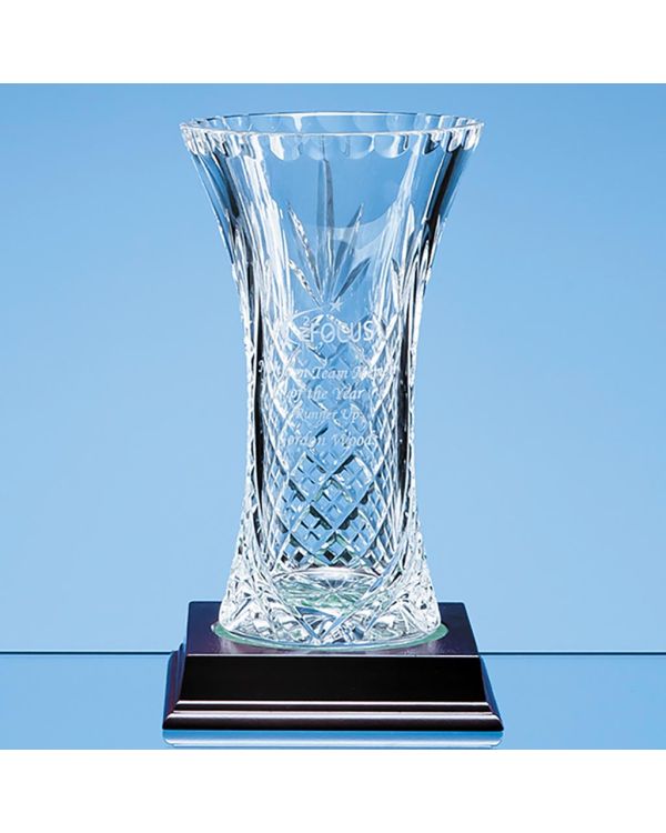 19cm Lead Crystal Panelled Flared Vase