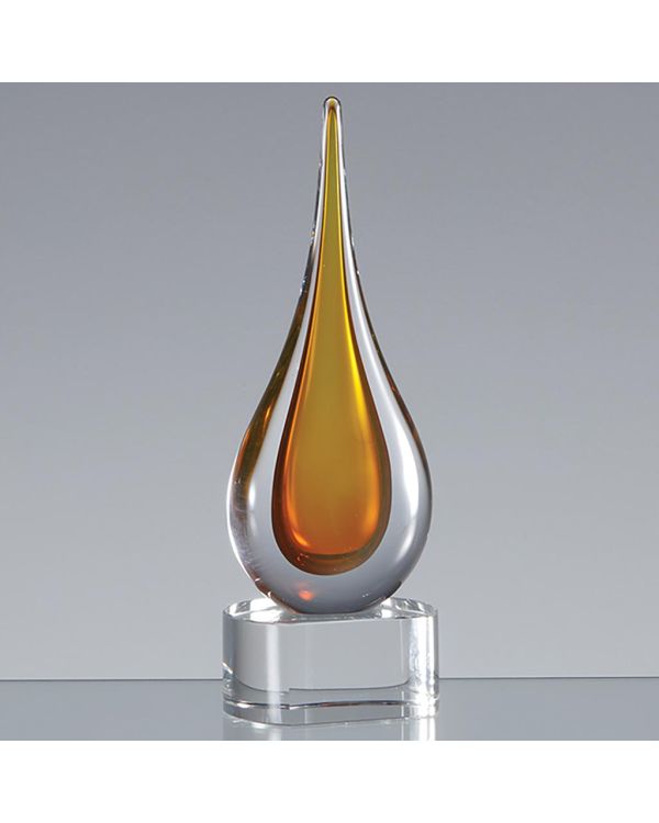 18cm Handmade Crystal Golden Teardrop Award