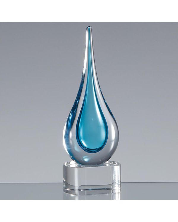 18cm Handmade Crystal Turquoise Blue Teardrop Award