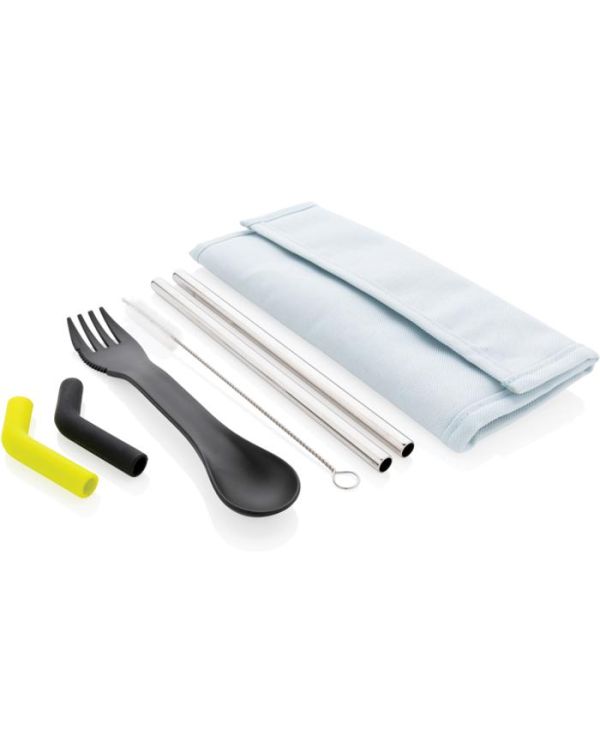 Tierra 2Pcs Straw And Cutlery Set In Pouch
