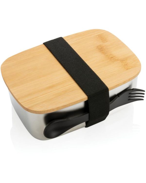 Stainless Steel Lunchbox With Bamboo Lid And Spork