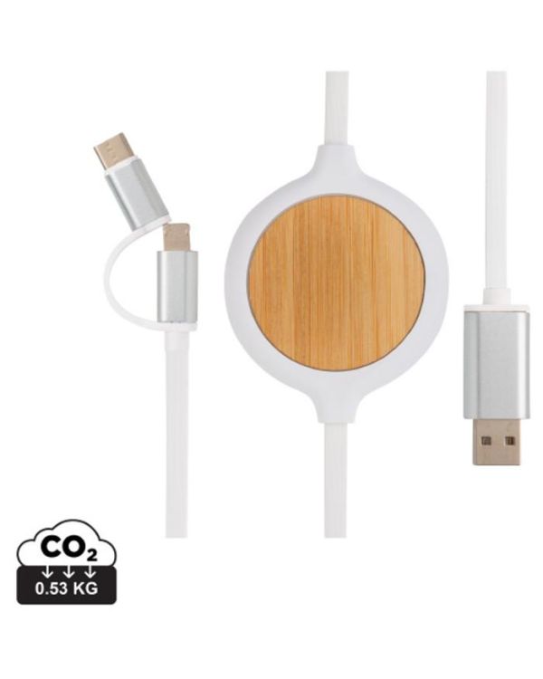 3-In-1 Cable With 5W Bamboo Wireless Charger