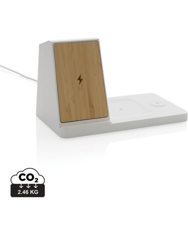 Ontario Recycled Plastic & Bamboo 3-In-1 Wireless Charger