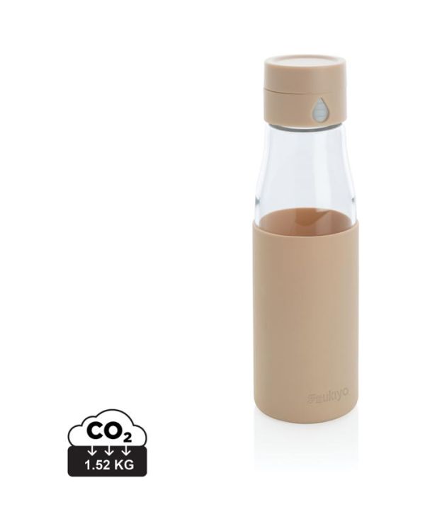 Ukiyo Glass Hydration Tracking Bottle With Sleeve