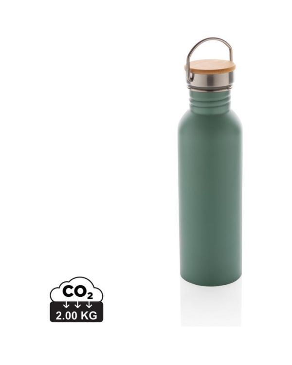 Modern Stainless Steel Bottle With Bamboo Lid