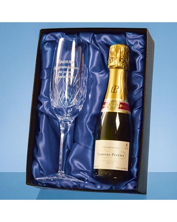 Blenheim Single Champagne Flute Gift Set with a 20cl Bottle of Laurent Perrier Champagne