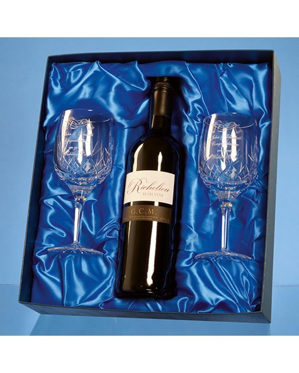 Blenheim Double Goblet Gift Set with a 75cl Bottle of Red Wine