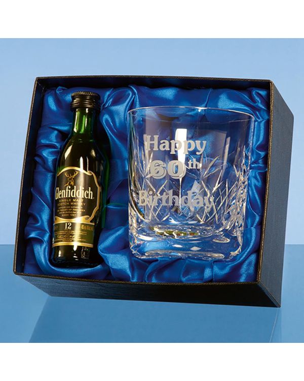 Blenheim Whisky Tumbler Gift Set with a 5cl Miniature Bottle of Malt Whisky