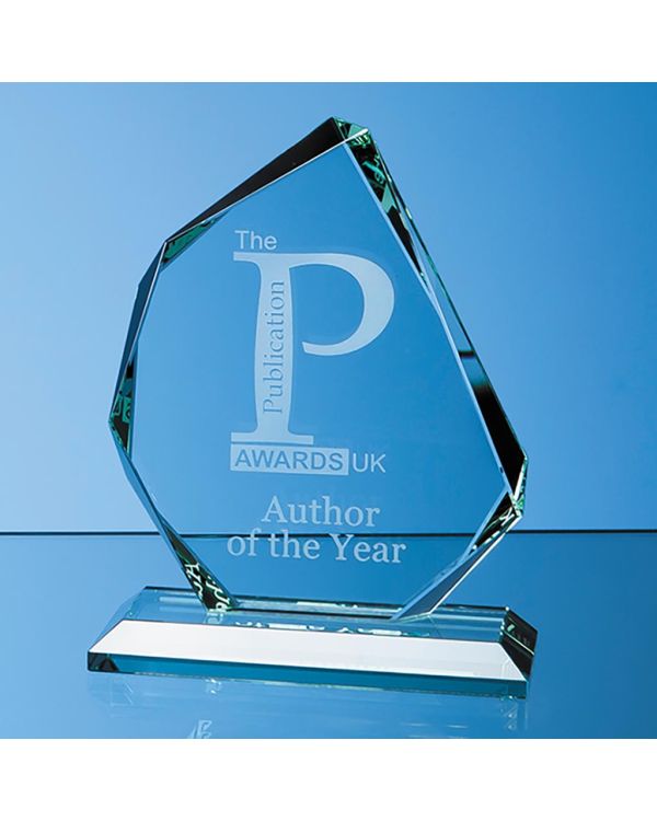 15cm x 12.5cm x 15mm Jade Glass Facetted Ice Peak Award