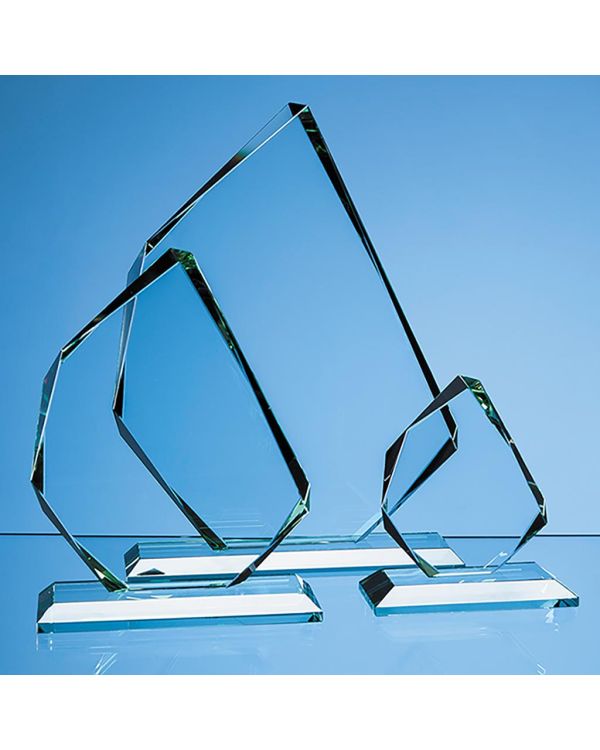 18.5cm x 15.5cm x 15mm Jade Glass Facetted Ice Peak Award
