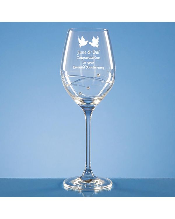 Single Diamante Wine Glass with Spiral Design Cutting