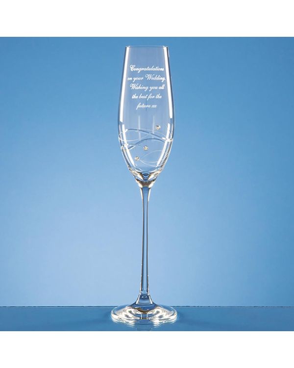 Single Diamante Champagne Flute with Spiral Design Cutting