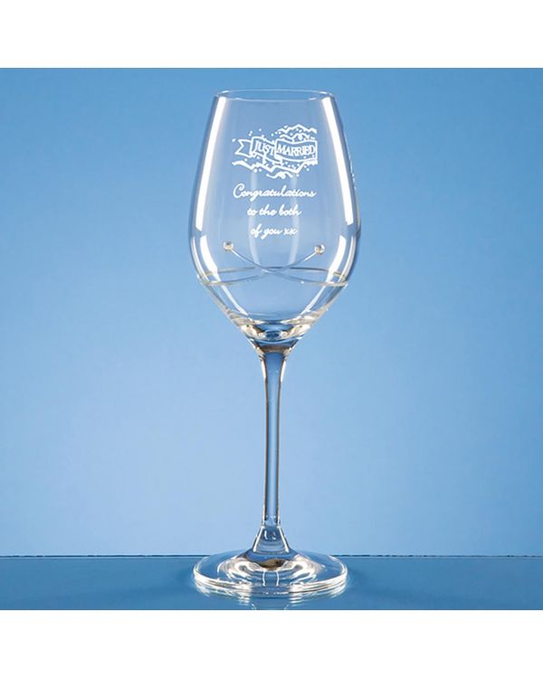 Single Diamante Wine Glass with a Kiss Cut Design