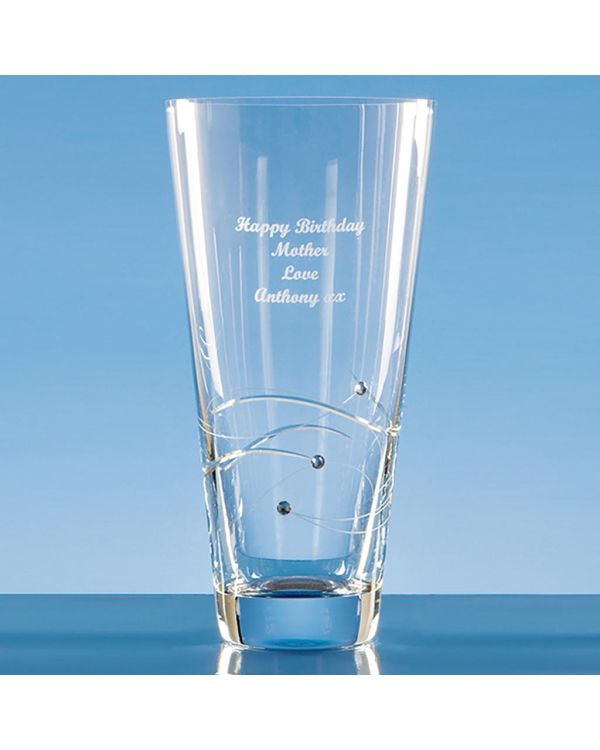 25cm Diamante Conical Vase with Spiral Design Cutting