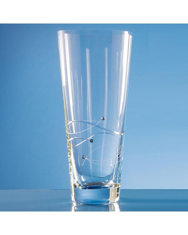 30cm Diamante Conical Vase with Spiral Design Cutting