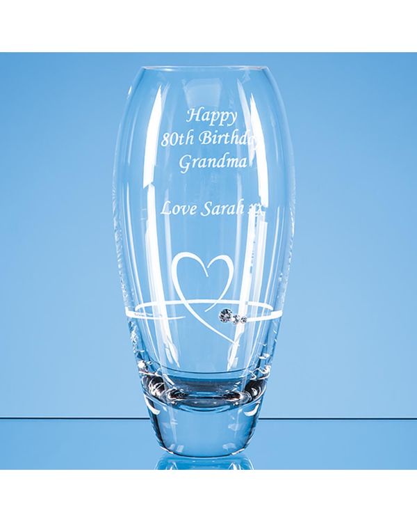 18cm Diamante Petit Vase with Heart Design in an attractive Gift Box