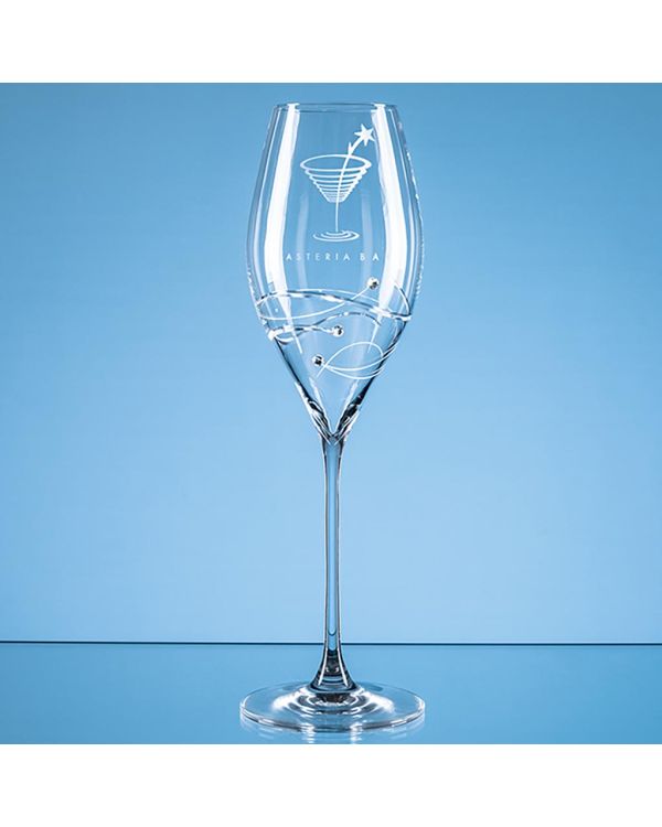 320ml 'Just For You' Diamante Prosecco Glass with Spiral Design Cutting