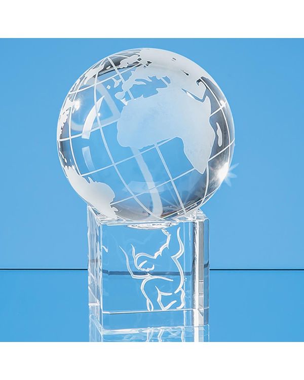 6cm Optical Crystal Globe on a Clear Crystal Base
