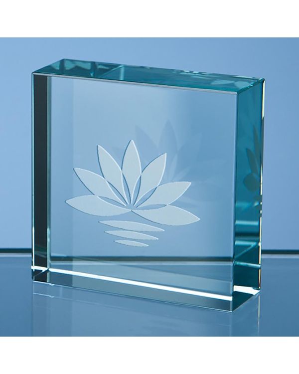 5cm Jade Glass Square Paperweight