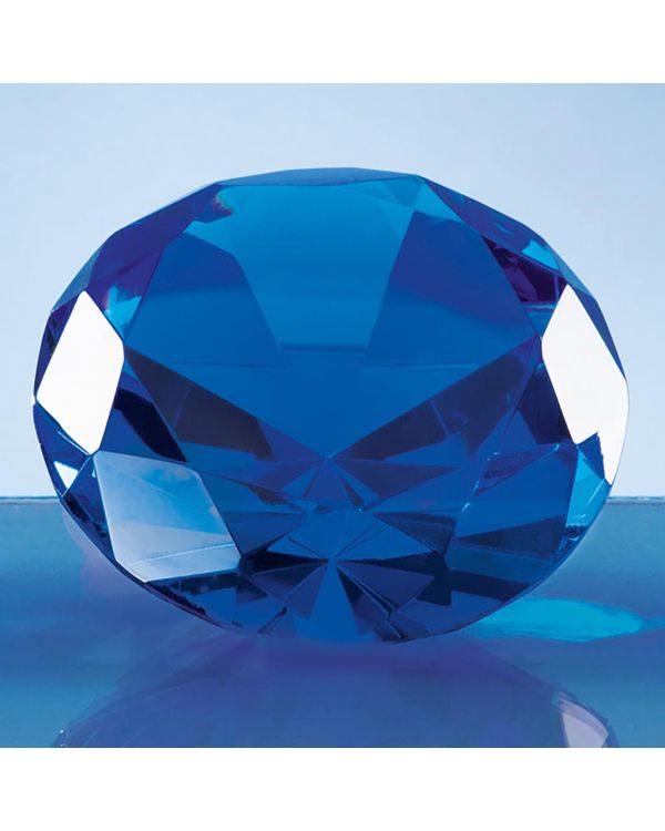 8cm Optical Crystal Blue Diamond Paperweight