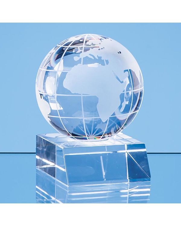 6cm Optical Crystal Globe Mounted on a Clear Crystal Base