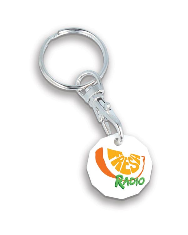 Recycled New Pound Trolley Coin Keyring