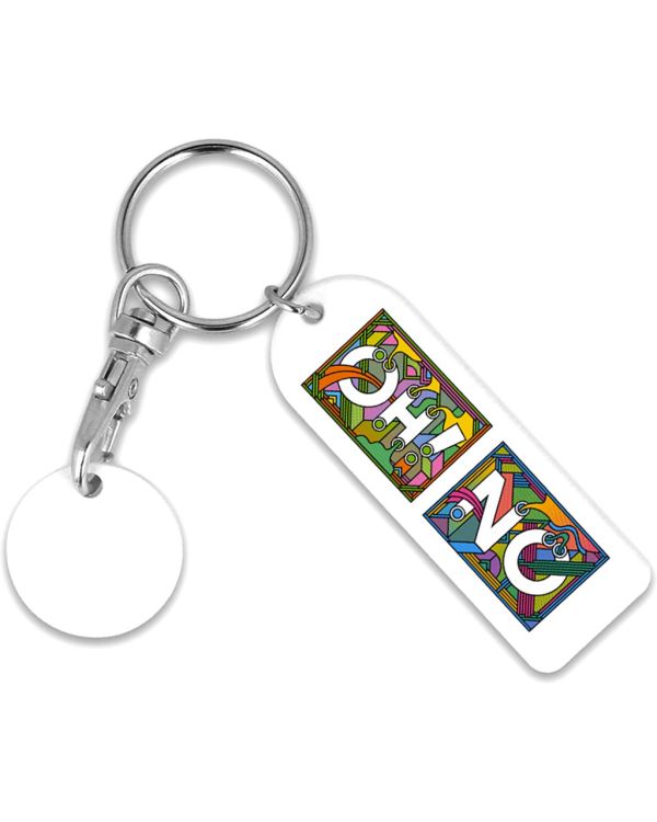 Recycled Old Pound Rectangle Trolley Mate Keyring (Unprinted Coin)