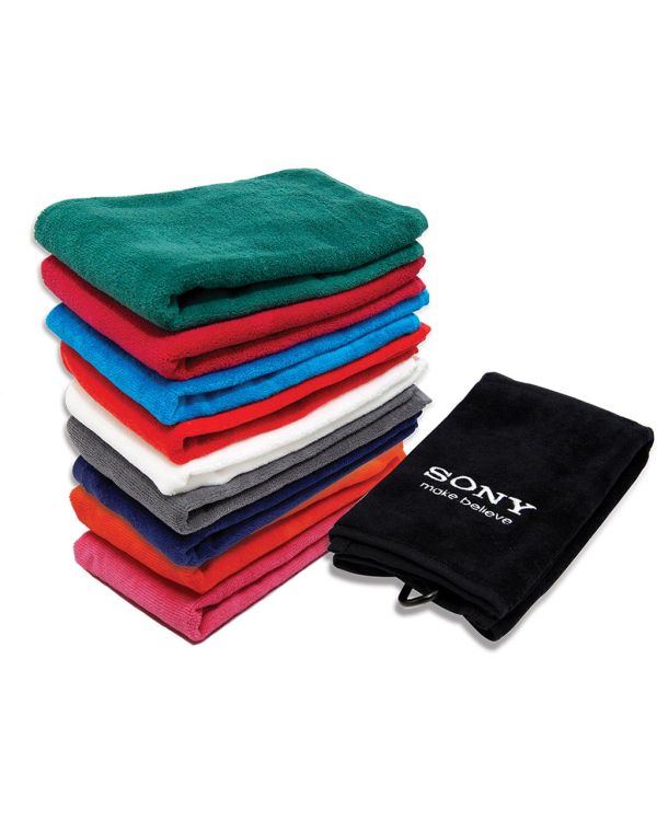 Velour Tri Fold Embroidered Golf Towel
